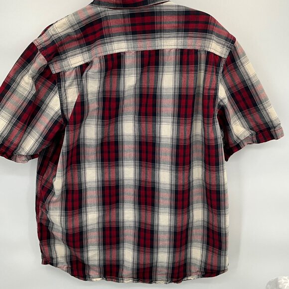 Carhartt Men's Large Red & White Plaid Short Sleeve Button-Up Shirt - Picture 3 of 5